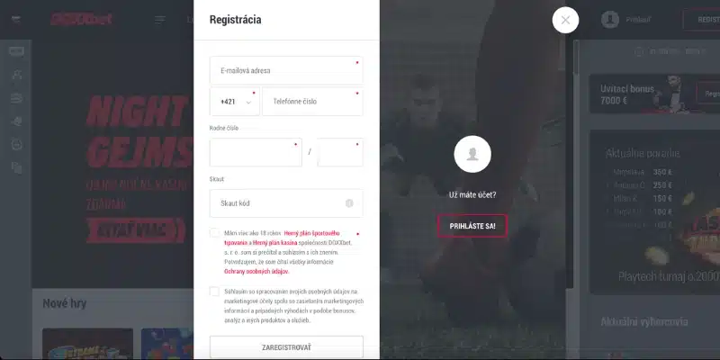 doxxbet registracia