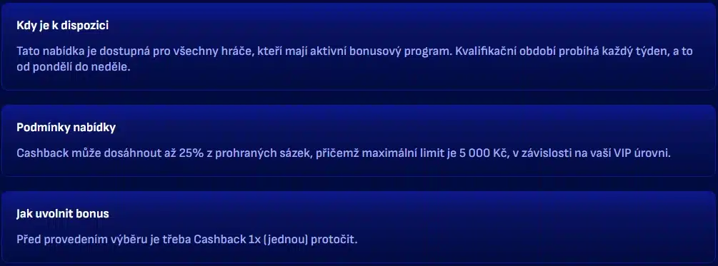 Podmienky a pravidlá bonusu týždenný live casino cashback