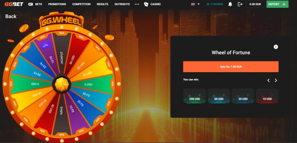 Kolesá šťastia v GGBet Casino