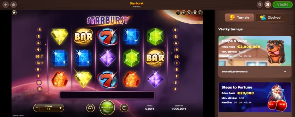 Poskytovateľ týždňa hra Starburst